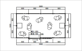 喫煙ブース（アミューズメント施設タイプの図面）