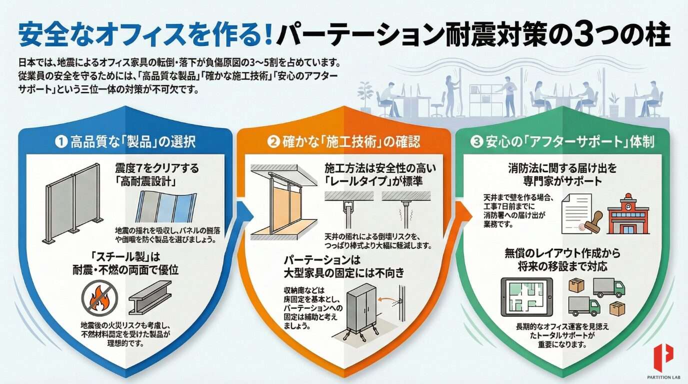 「製品」、「技術」、「サポート」の三位一体で選ぶ、パーテーションラボが提供する安全